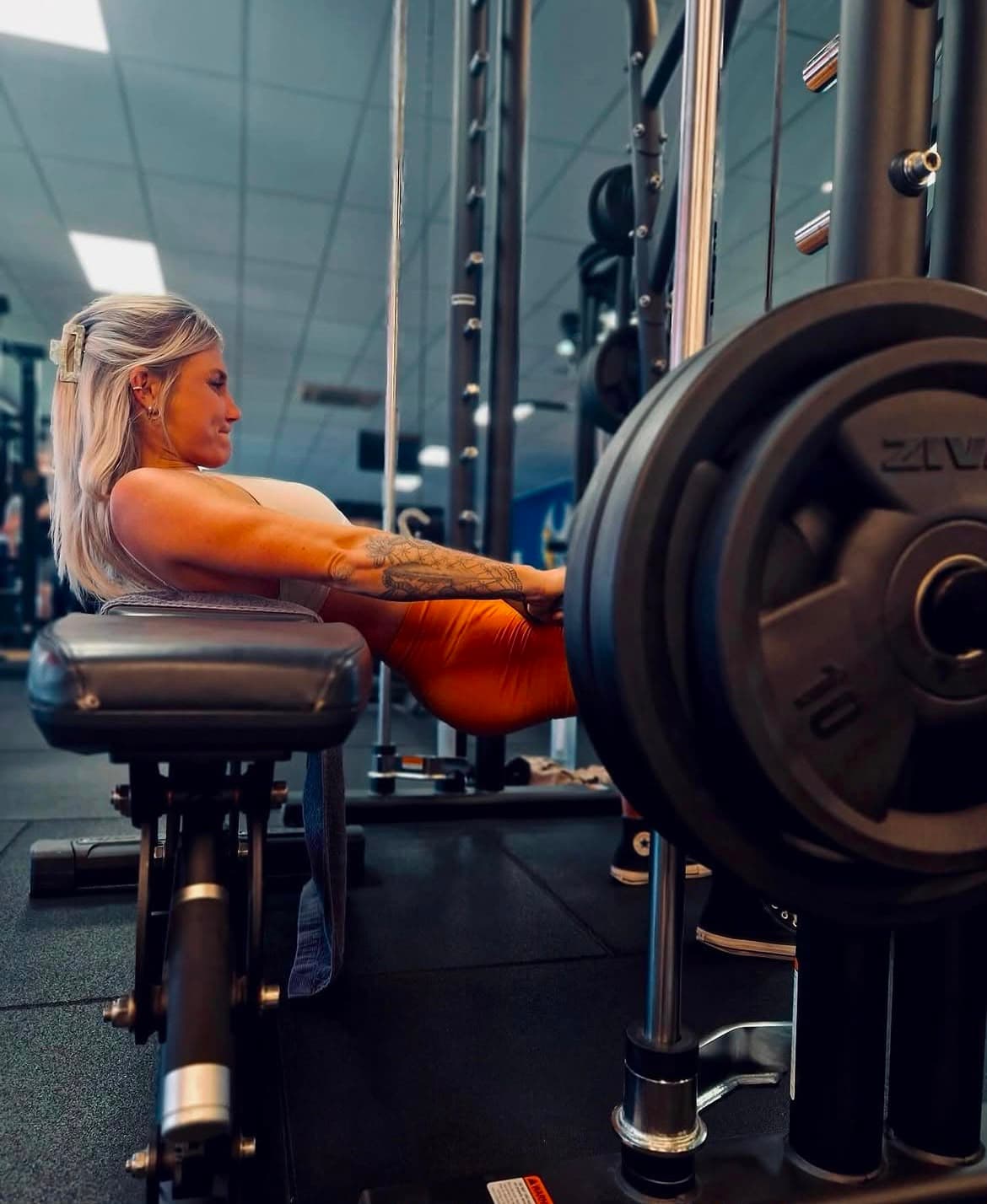 Nathalie tijdens haar krachttraining